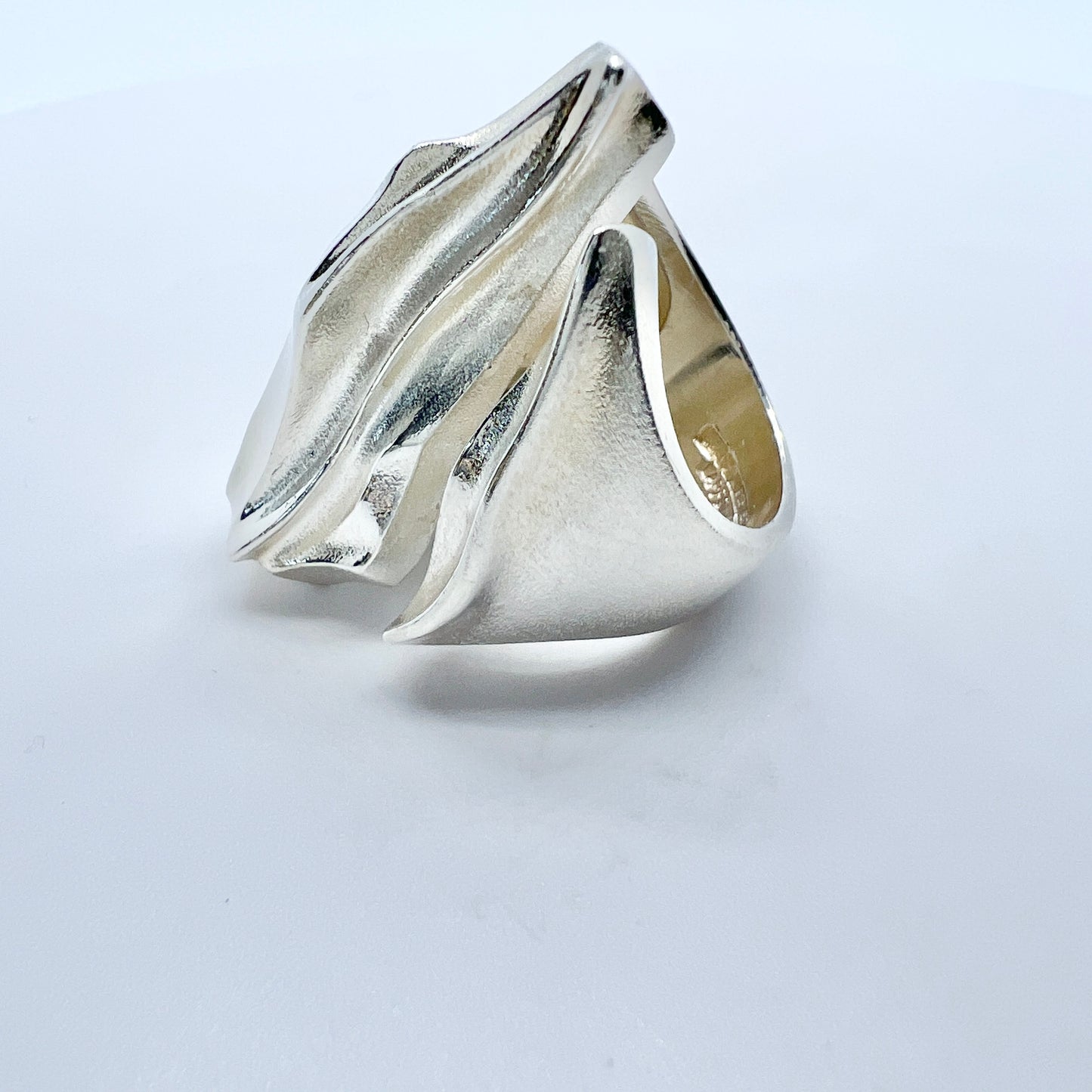 Bjorn Weckstrom for Lapponia, Finland 1982 Bold Sterling Silver Ring. Design: Erosion