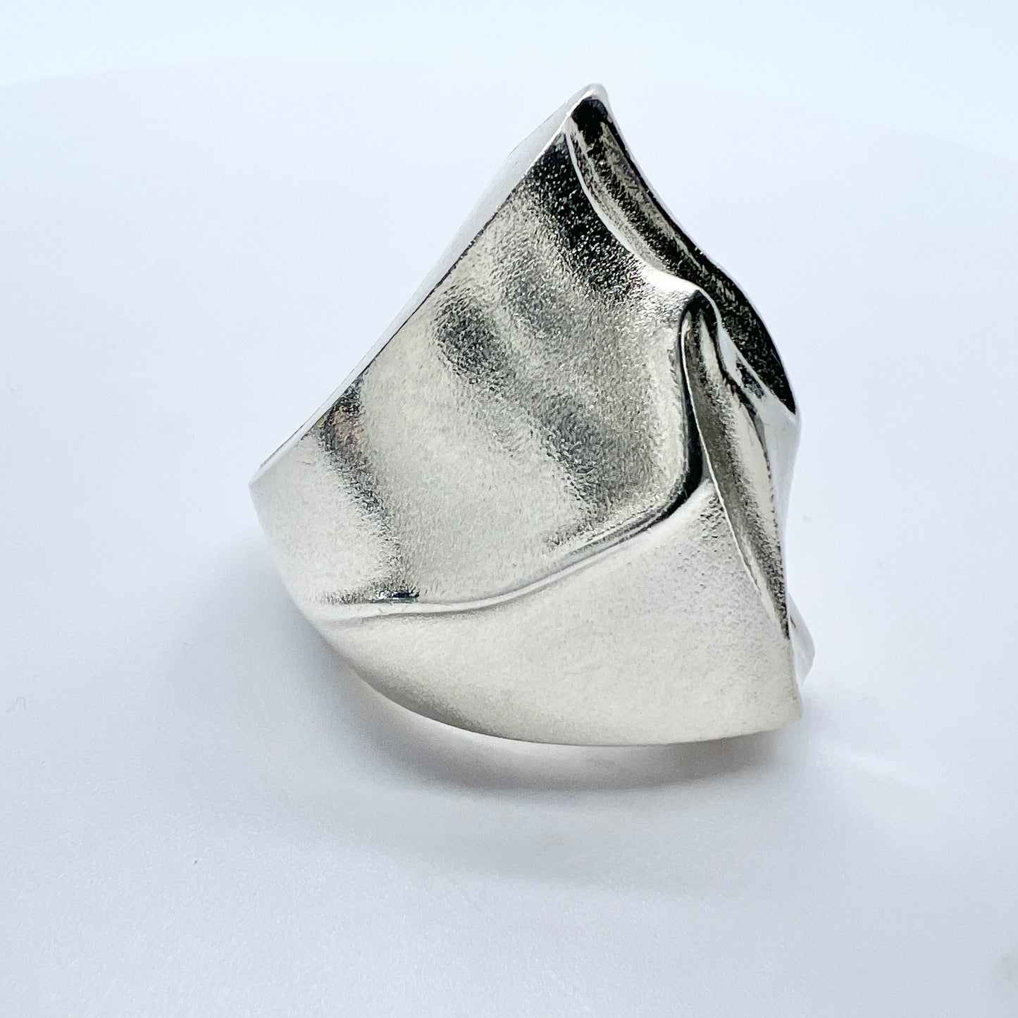 Bjorn Weckstrom for Lapponia, Finland 1982 Bold Sterling Silver Ring. Design: Erosion