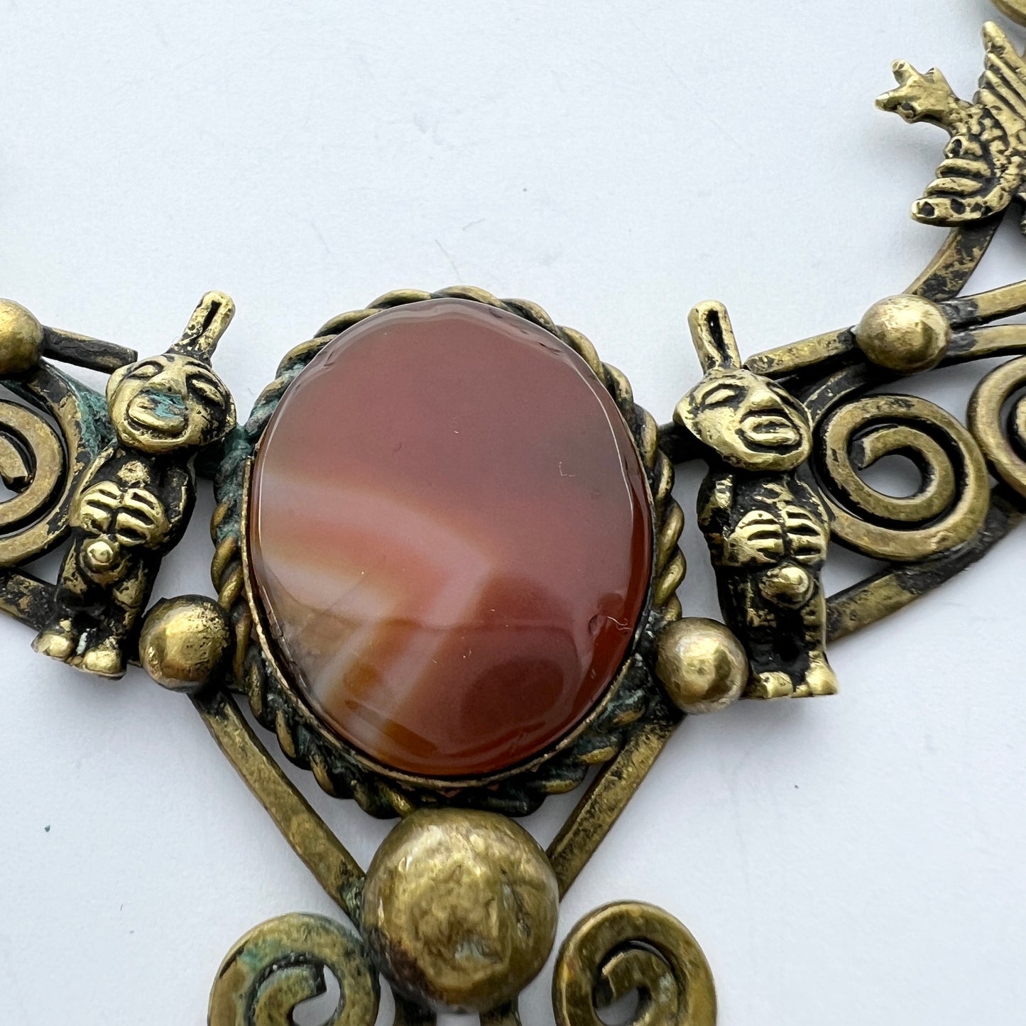 Africa. Vintage Yellow Metal Agate Necklace.