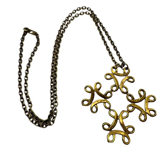 Vintage Large Bronze Pendant Necklace.