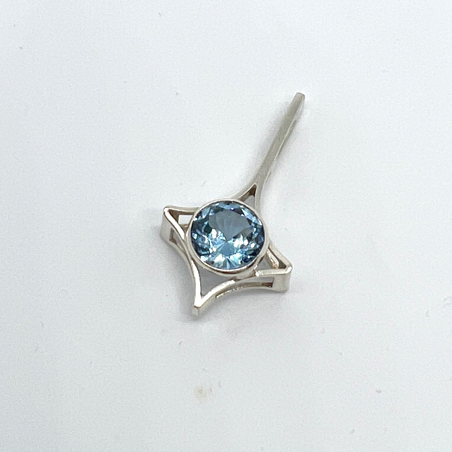 Salovaara, Finland, Vintage Sterling Silver Ice Blue Synthetic Spinel Pendant.