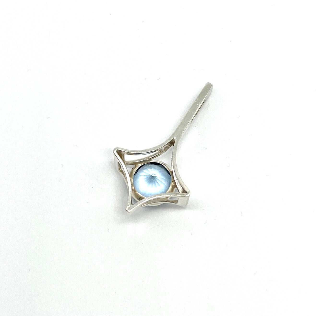 Salovaara, Finland, Vintage Sterling Silver Ice Blue Synthetic Spinel Pendant.