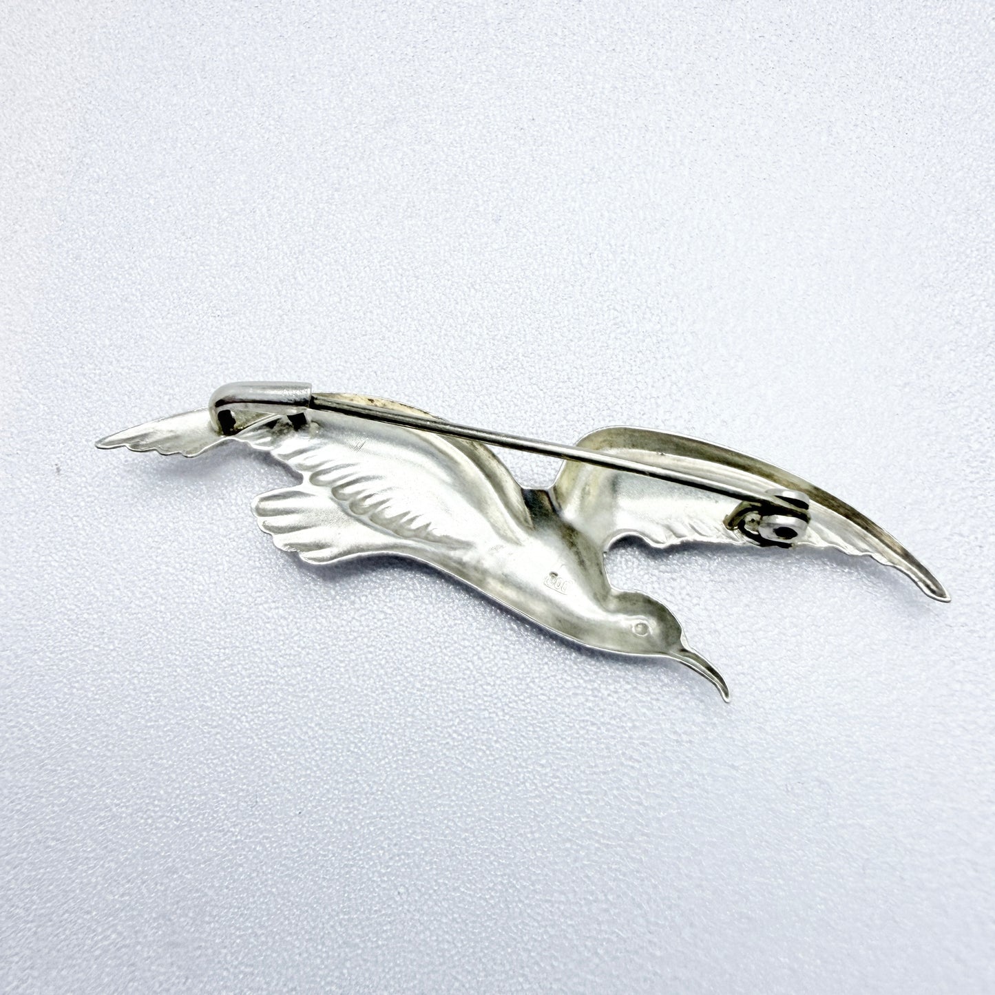 Vintage c 1950s. Solid Silver Bird Brooch.