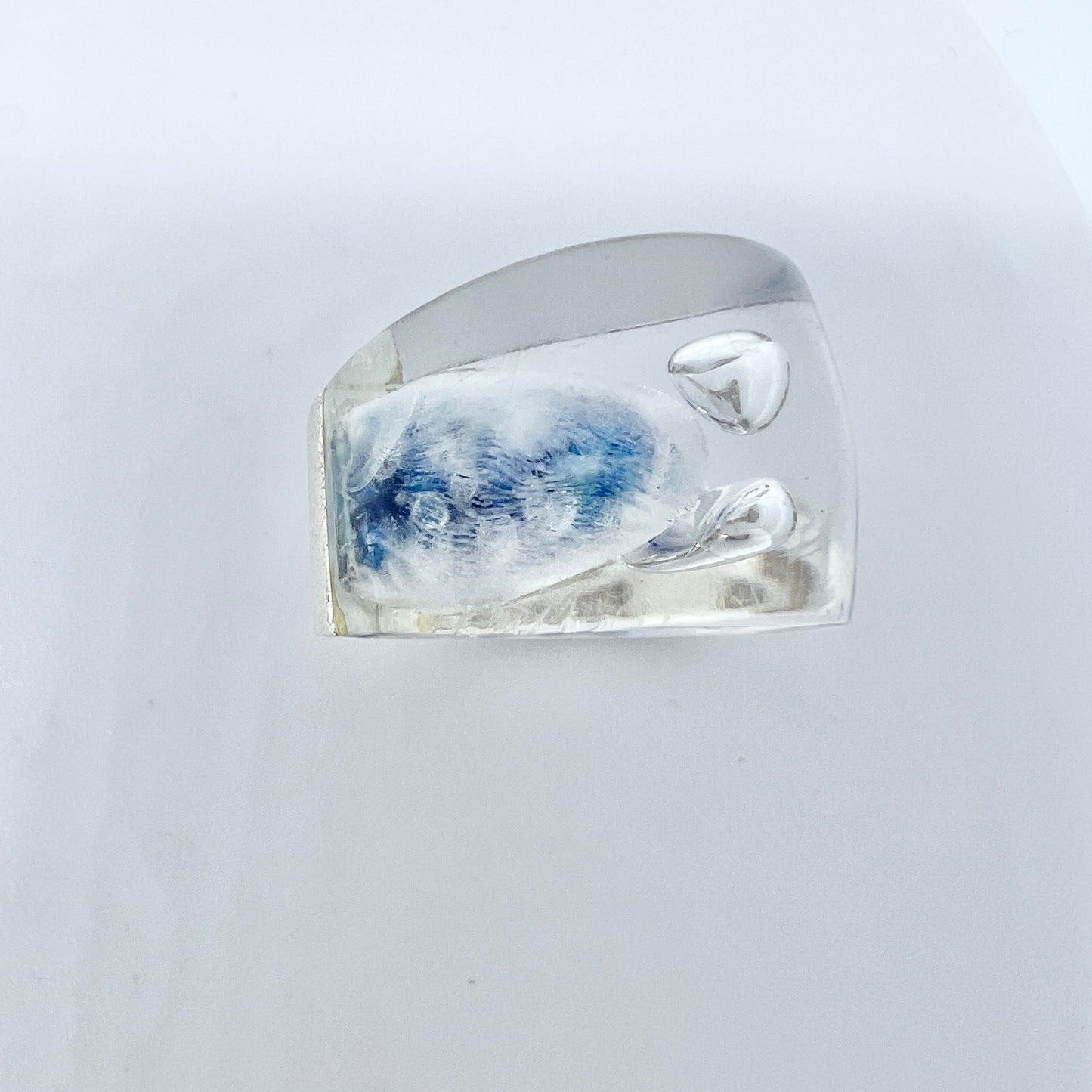 Bjorn Weckstrom for Lapponia, Finland 1973. Vintage Sterling Silver Acrylic Ring. Design Microns