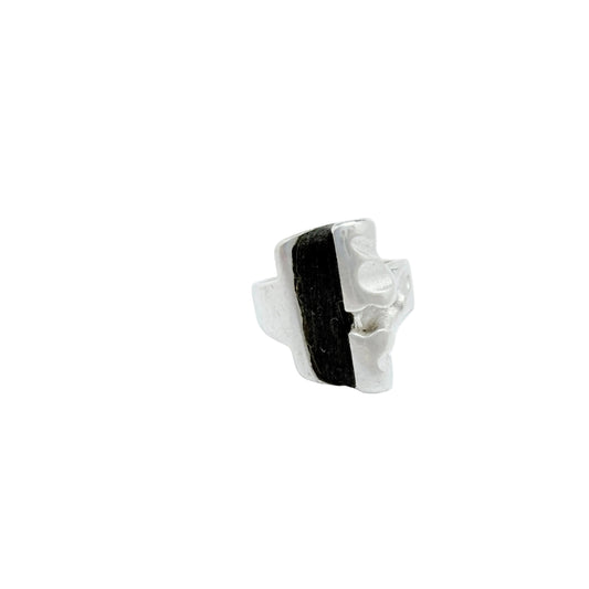 Zoltan Popovits for Lapponia, Finland 1980s. Vintage Sterling Silver Ebony Ring.