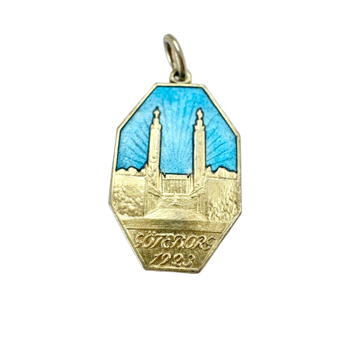 WA Bolin, Sweden 1923. Antique Solid Silver Enamel Pendant