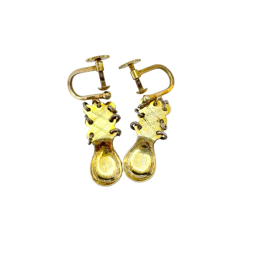 Sweden ca 1950s. Vintage Sami / Laplander Spoon Earrings.
