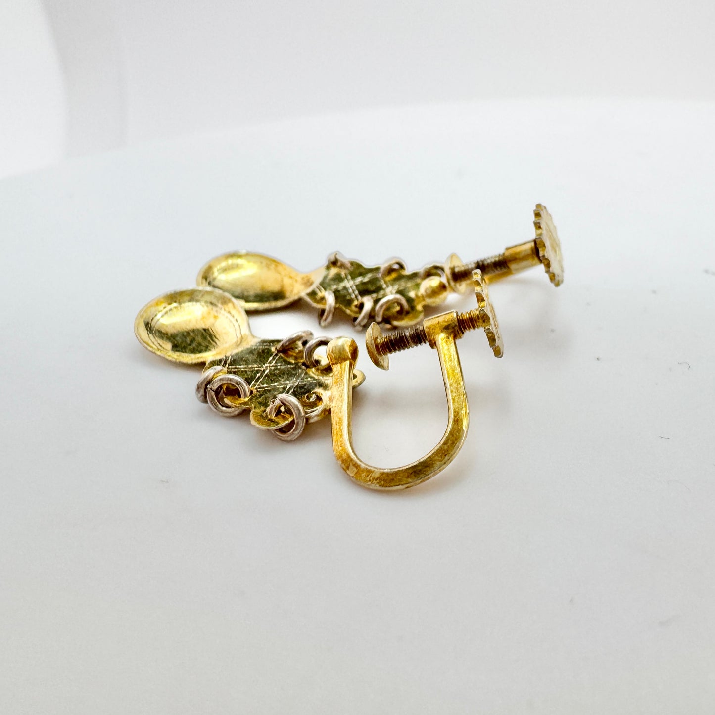 Sweden ca 1950s. Vintage Sami / Laplander Spoon Earrings.