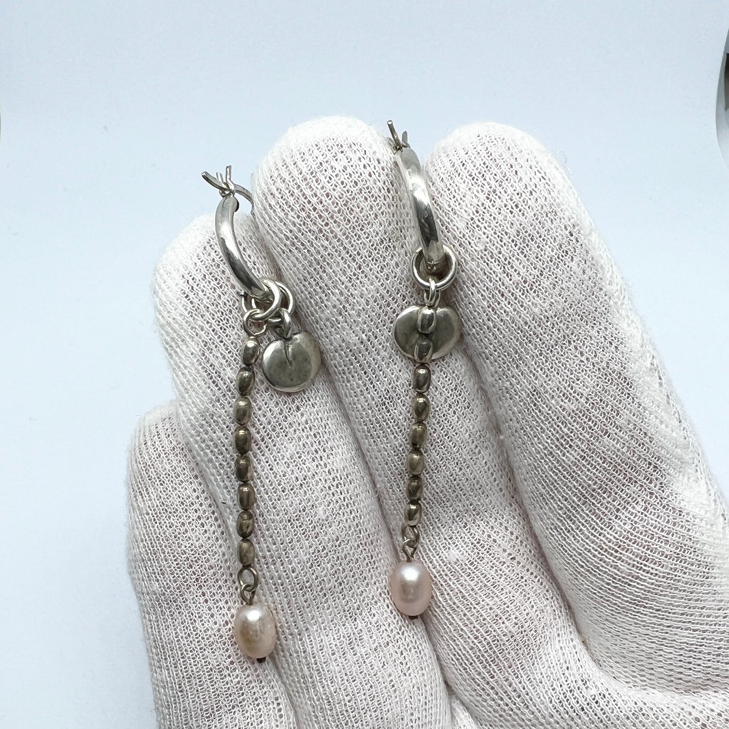 Kalevala Koru, Finland. Vintage Sterling Silver Pearl Earrings.