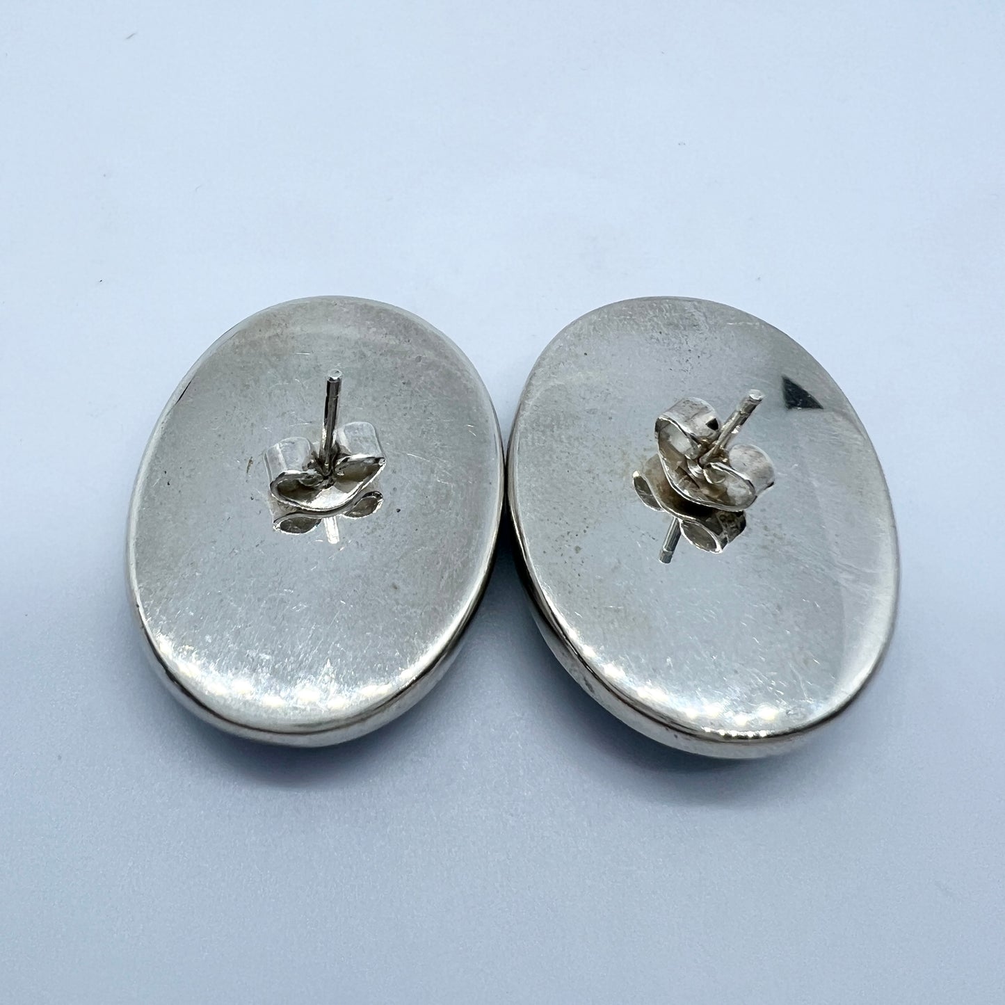 Vintage Large Sterling Silver Eilat-stone Earrings. Probably Israel.