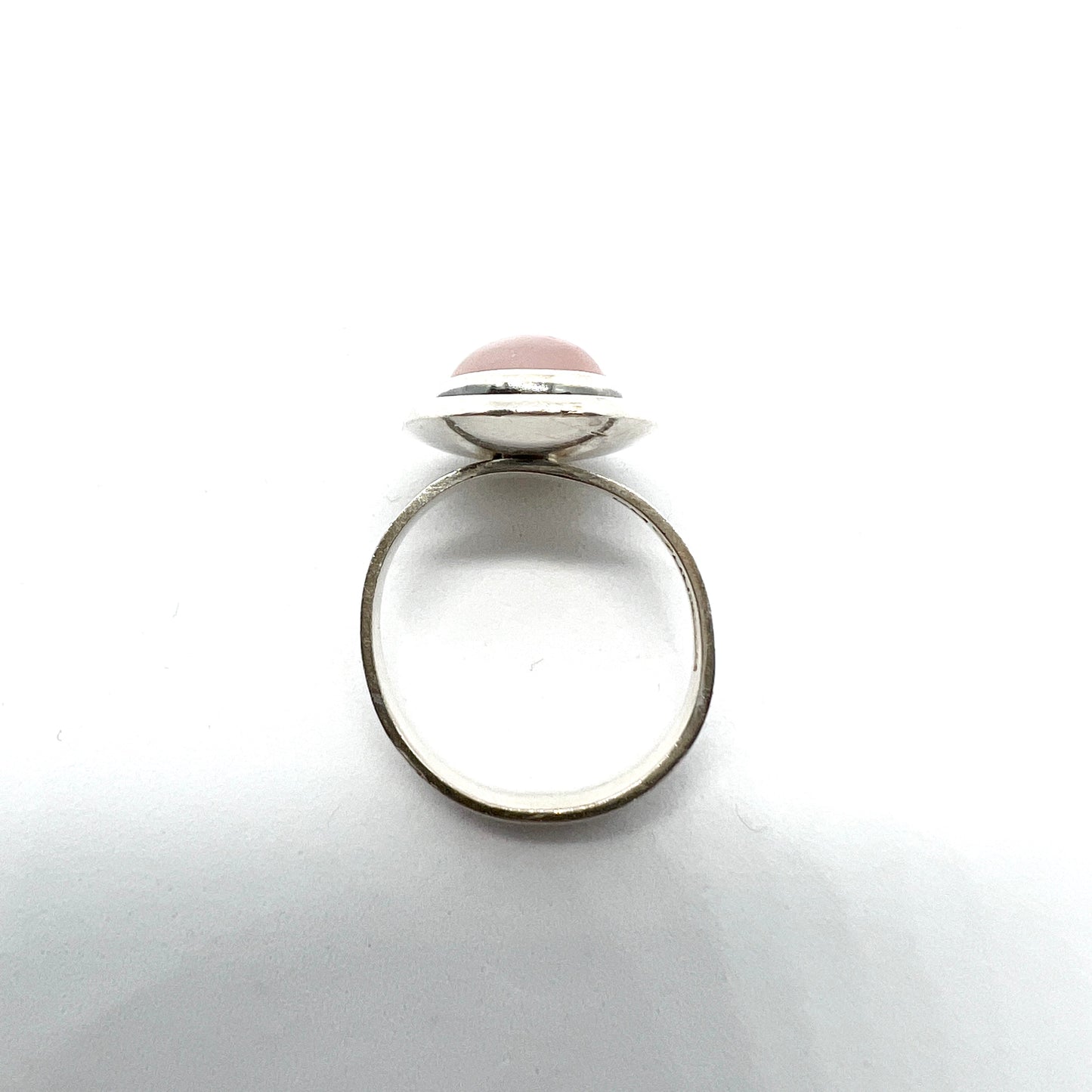 Martti Viikinniemi, Finland 1966. Vintage Solid Silver Rose Quartz Ring.