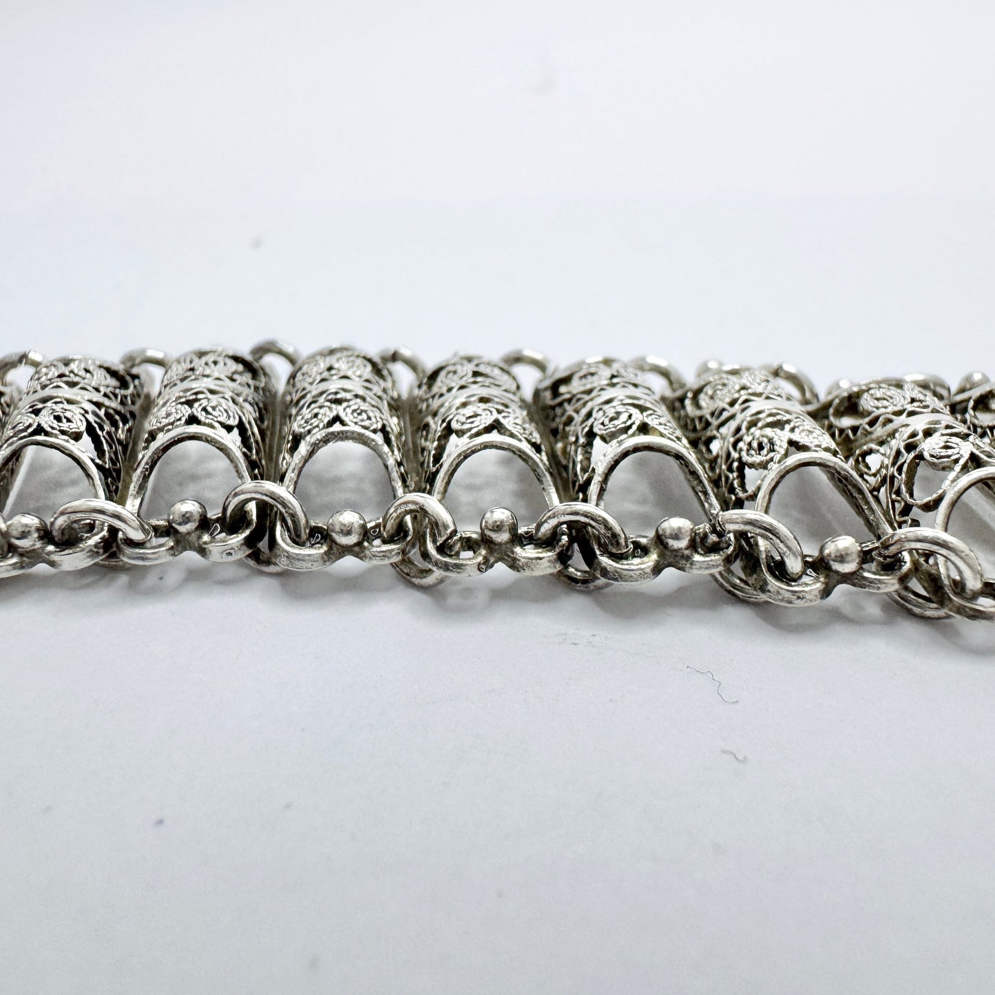 Italy pre 1933. Antique Solid Silver Filigree Bracelet.