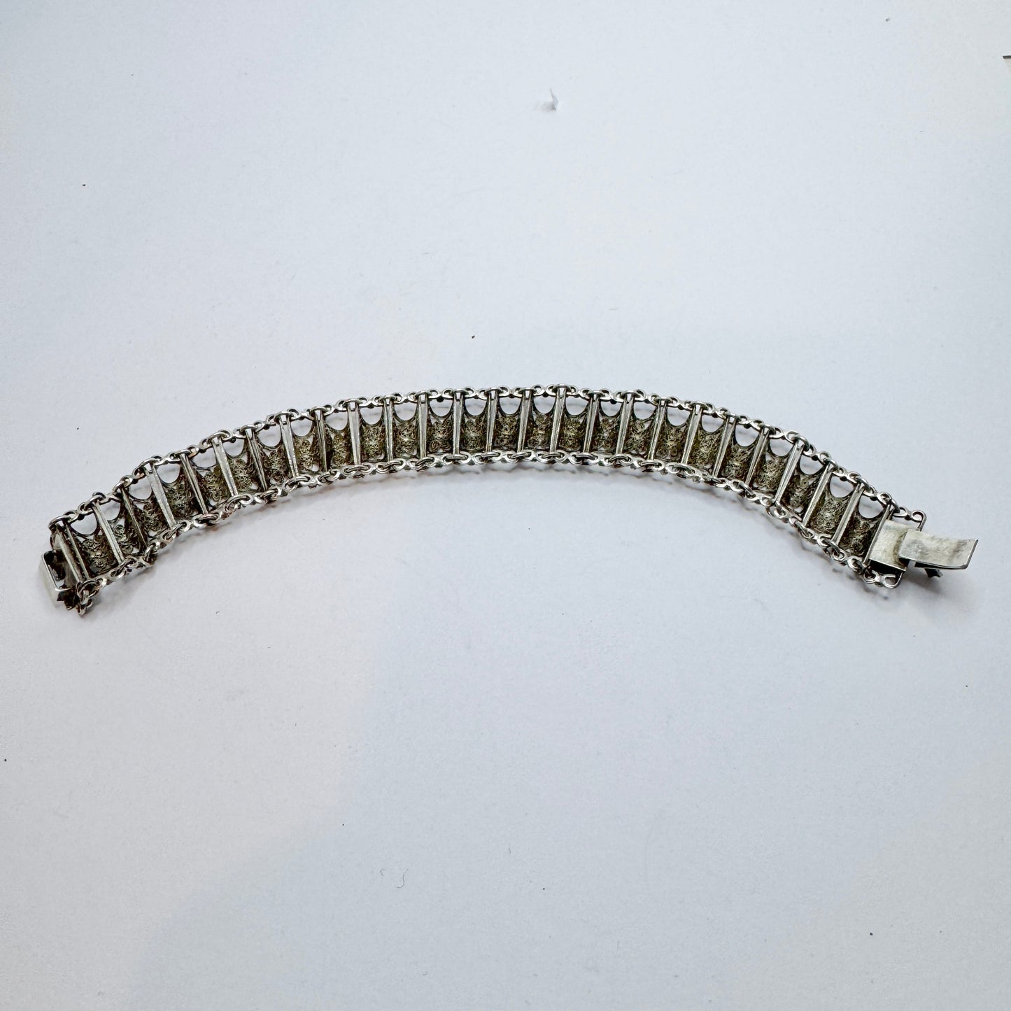 Italy pre 1933. Antique Solid Silver Filigree Bracelet.