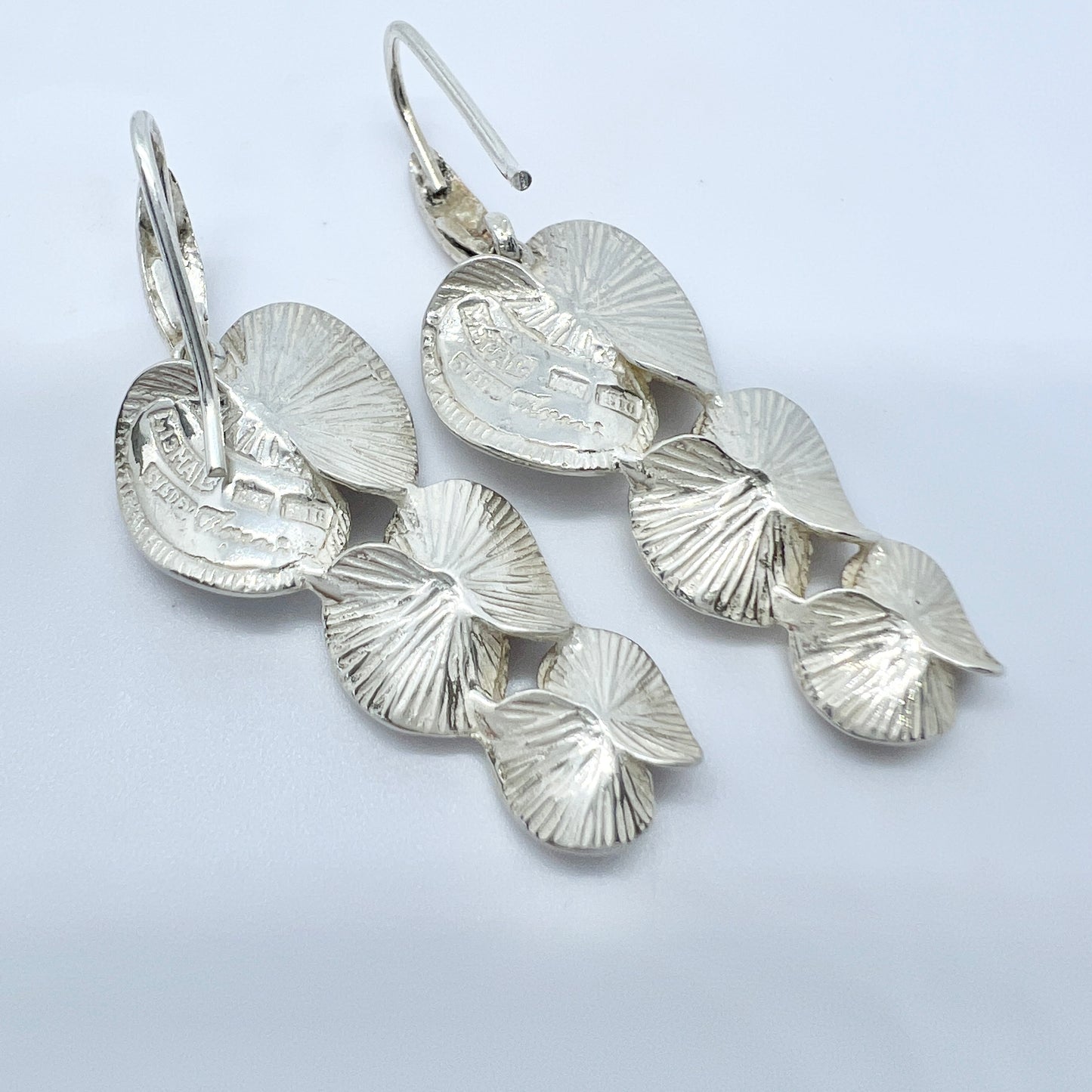 Theresia Hvorslev for MEMA, Sweden 1976. Vintage Sterling Silver Earrings. Design: Apple Blossom. Signed