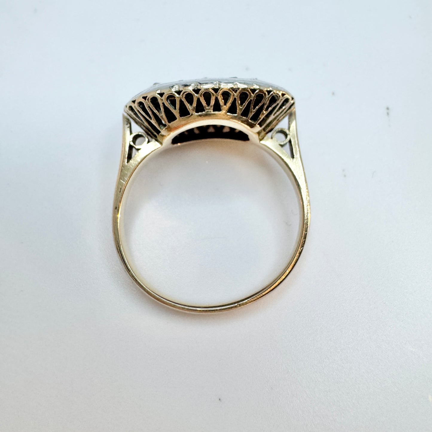 Antique 14k Gold Silver Rose Cut Diamond Ring.