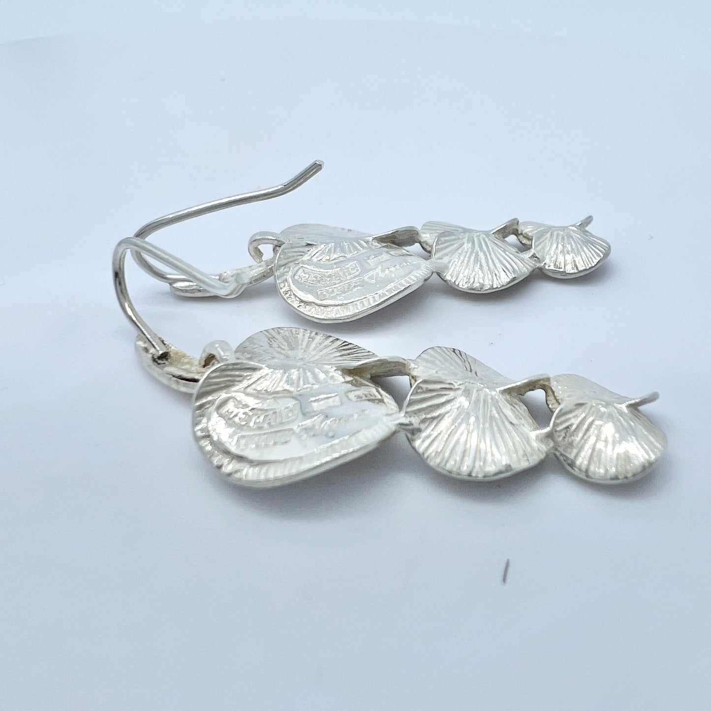 Theresia Hvorslev for MEMA, Sweden 1976. Vintage Sterling Silver Earrings. Design: Apple Blossom. Signed