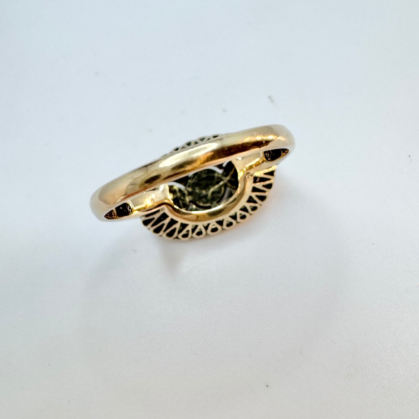 Antique 14k Gold Silver Rose Cut Diamond Ring.