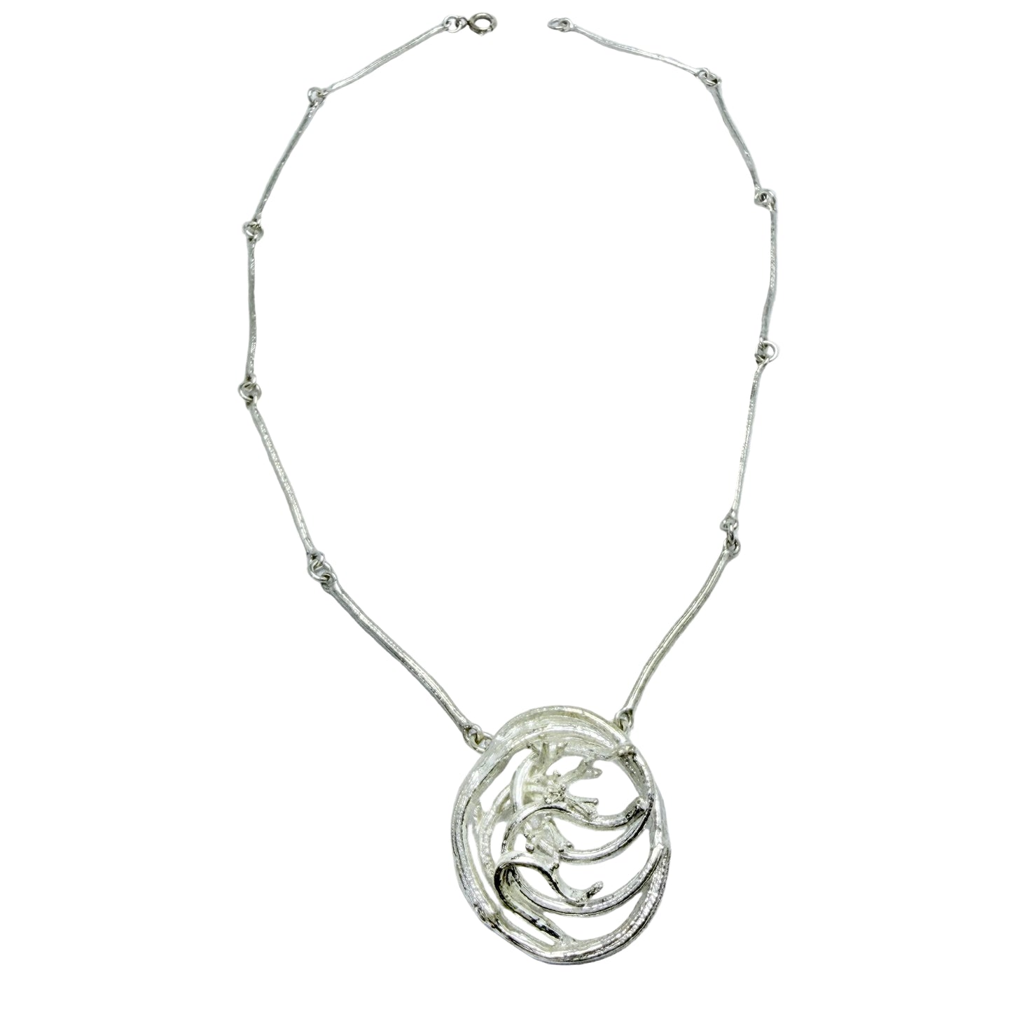 Flora Danica, Denmark. Vintage Sterling Silver Pendant Necklace.