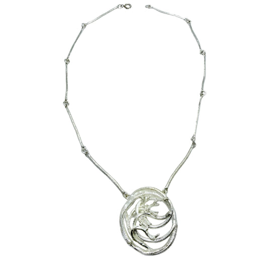 Flora Danica, Denmark. Vintage Sterling Silver Pendant Necklace.