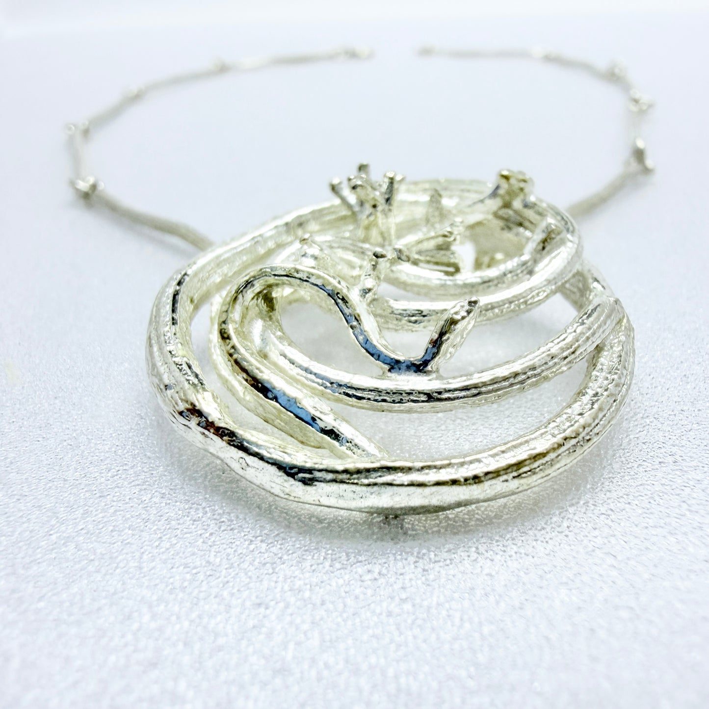 Flora Danica, Denmark. Vintage Sterling Silver Pendant Necklace.