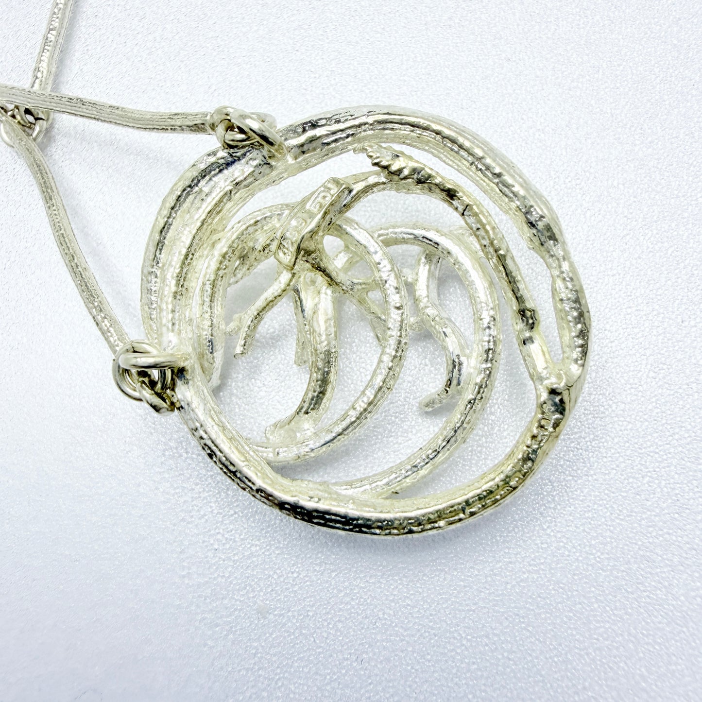 Flora Danica, Denmark. Vintage Sterling Silver Pendant Necklace.