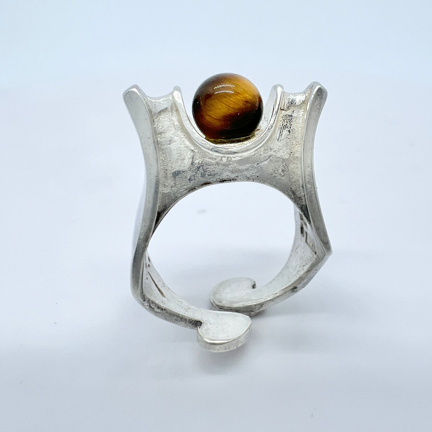 Robbert, Sweden 1975. Vintage Sterling Silver Tiger's Eye Ring. Signed.