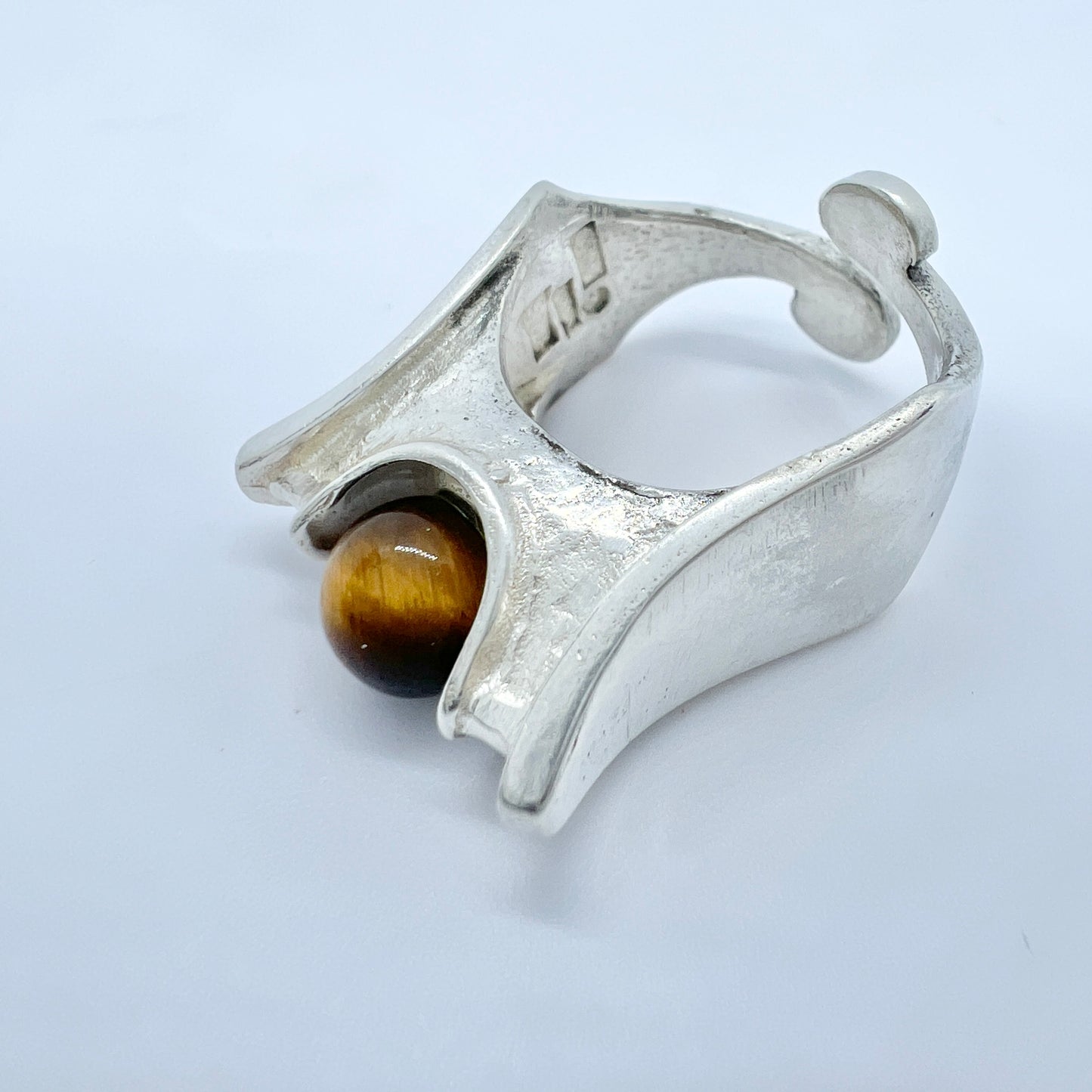 Robbert, Sweden 1975. Vintage Sterling Silver Tiger's Eye Ring. Signed.