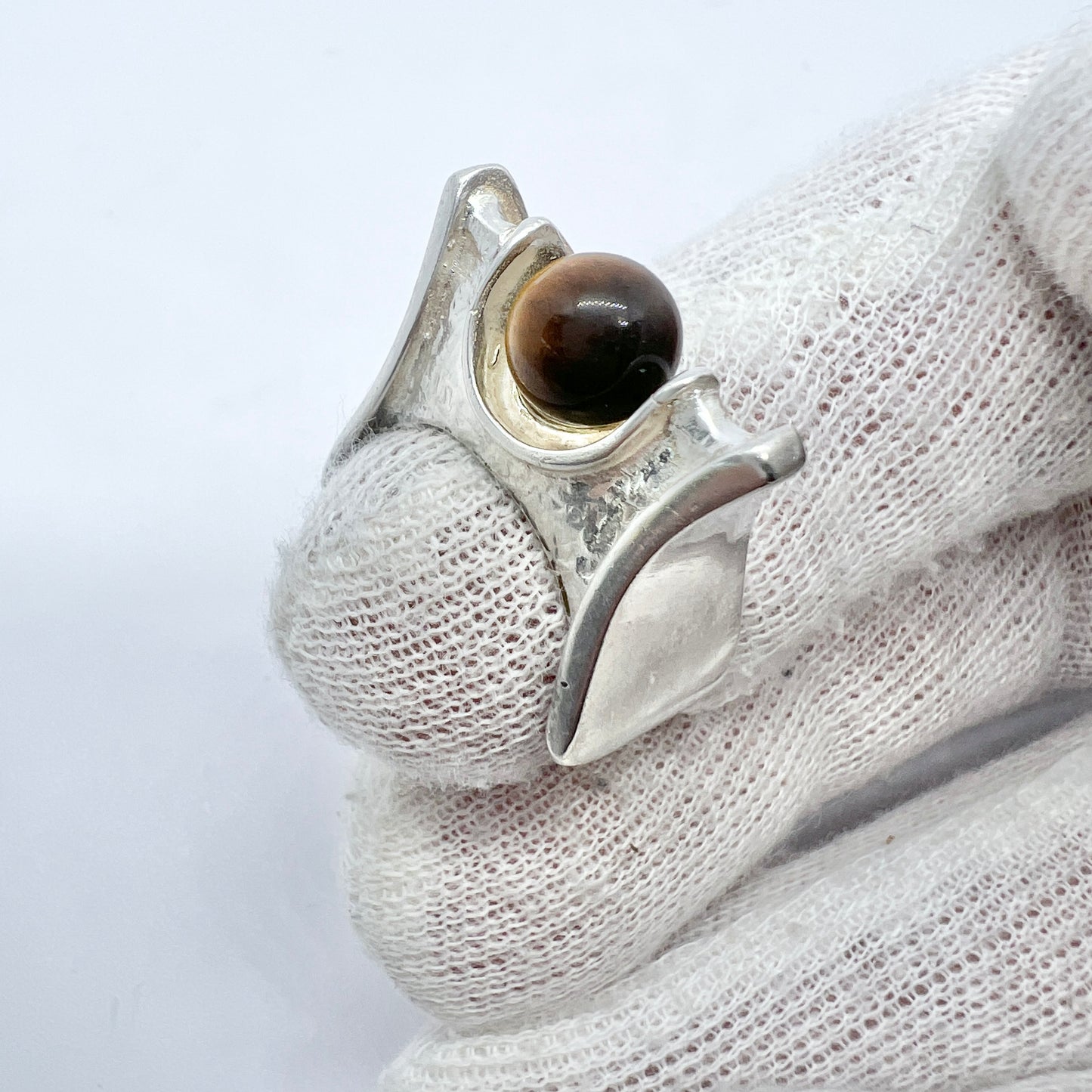 Robbert, Sweden 1975. Vintage Sterling Silver Tiger's Eye Ring. Signed.