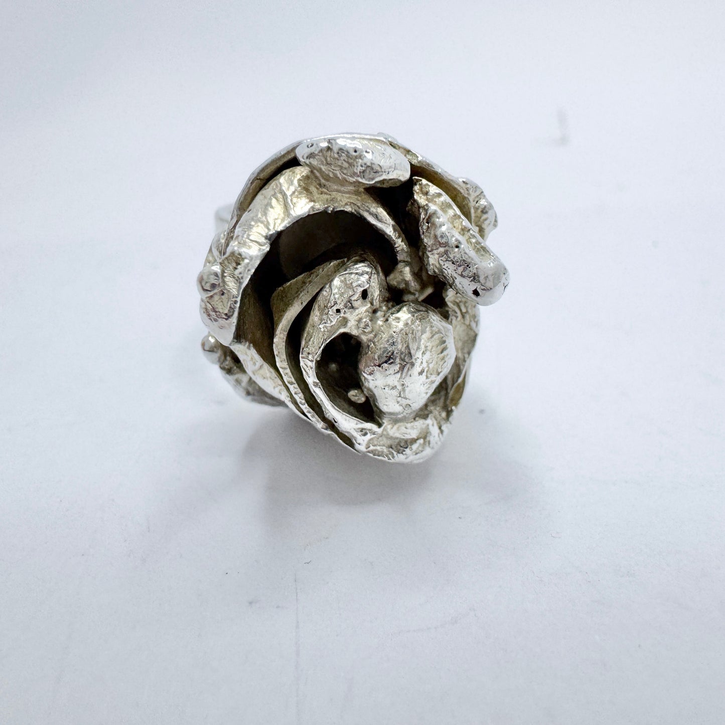Nehl Faith-Ell, Sweden 1976. Chunky Vintage Brutalist Sterling Silver Ring