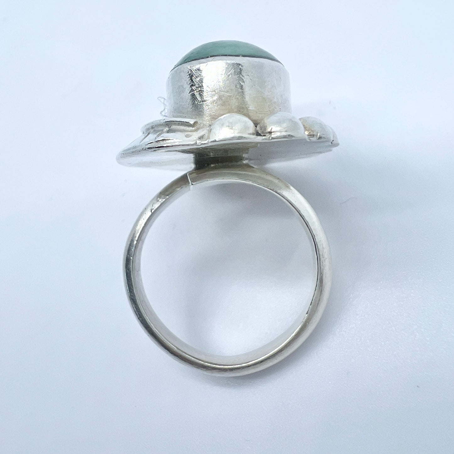 Mexico. Bold Vintage Sterling Silver Aventurine Ring.