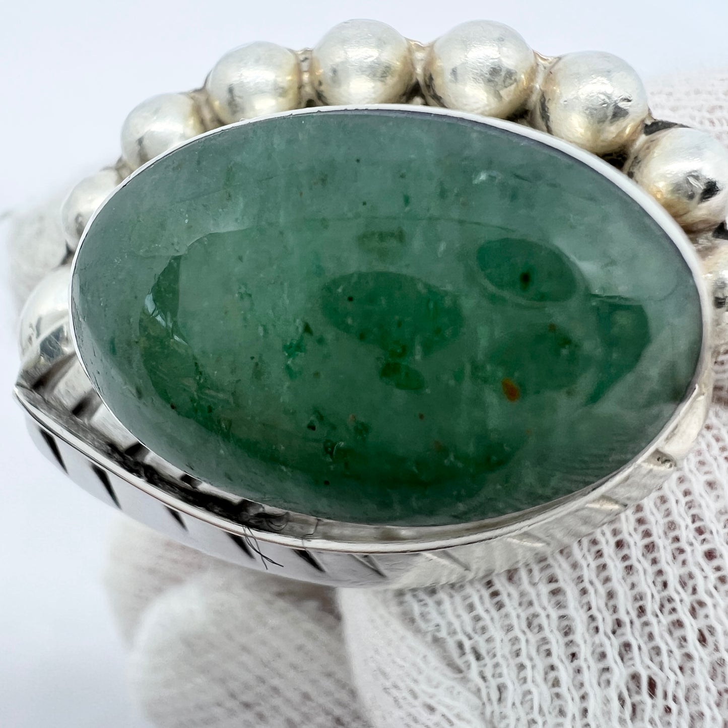 Mexico. Bold Vintage Sterling Silver Aventurine Ring.