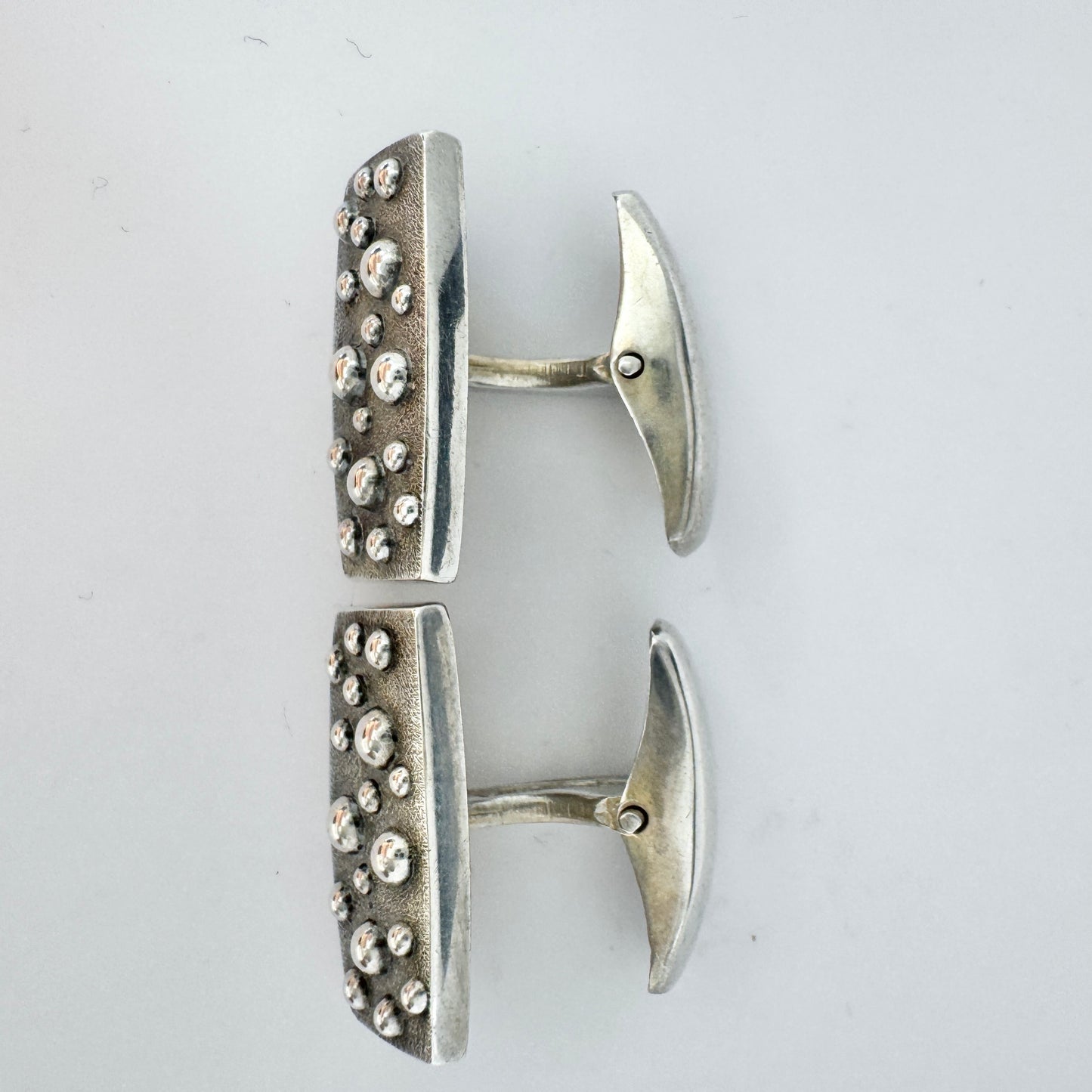 Turun Hopea, Finland 1963. Vintage Space-age Solid Silver Cufflinks.