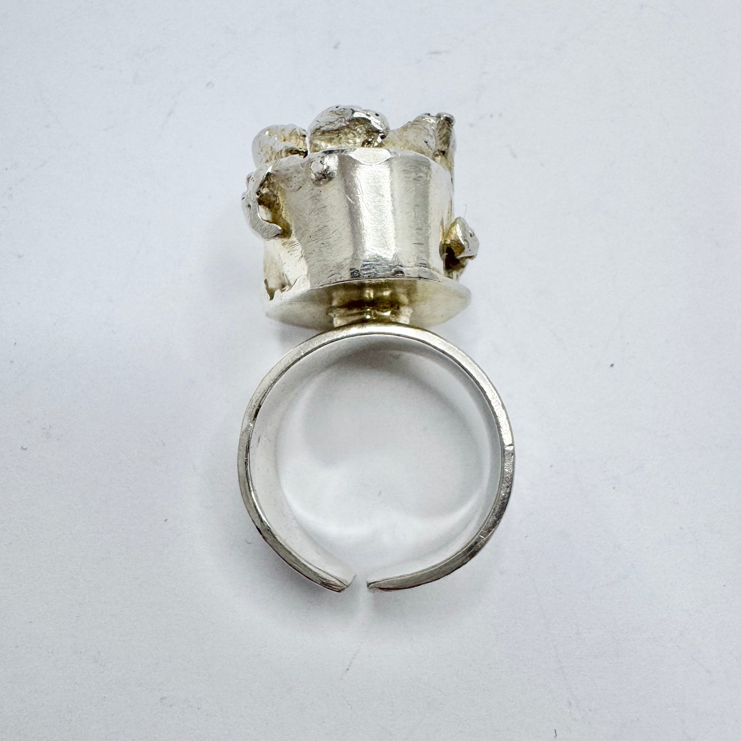 Nehl Faith-Ell, Sweden 1976. Chunky Vintage Brutalist Sterling Silver Ring