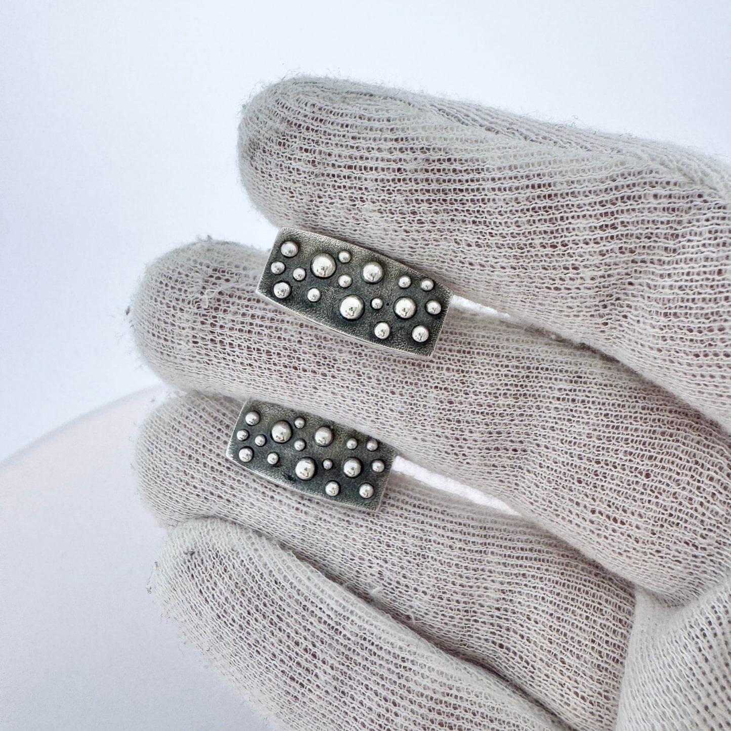 Turun Hopea, Finland 1963. Vintage Space-age Solid Silver Cufflinks.