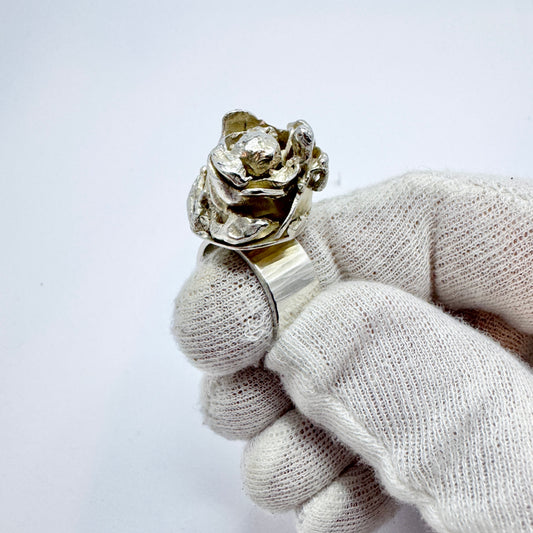 Nehl Faith-Ell, Sweden 1976. Chunky Vintage Brutalist Sterling Silver Ring