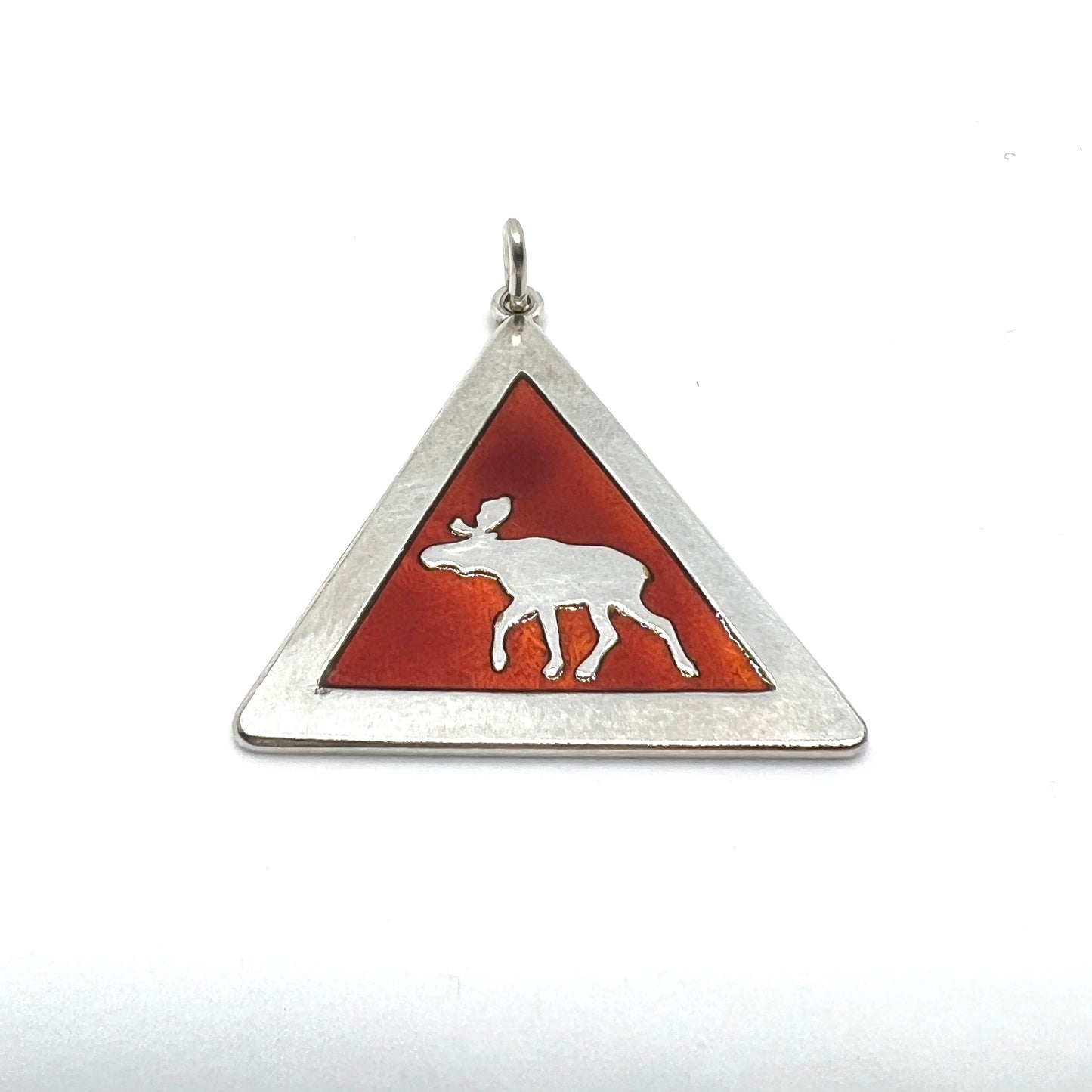 David-Andersen, design Konrad Mehus Norway. Vintage Sterling Silver Enamel Elk Moose Pendant.