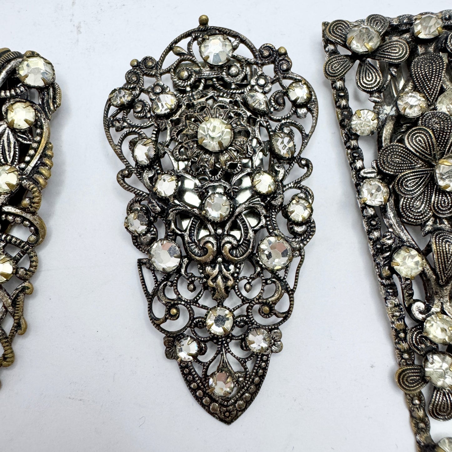 Czechoslovakia, Vintage Costume Jewelry Fur Clip Brooches.