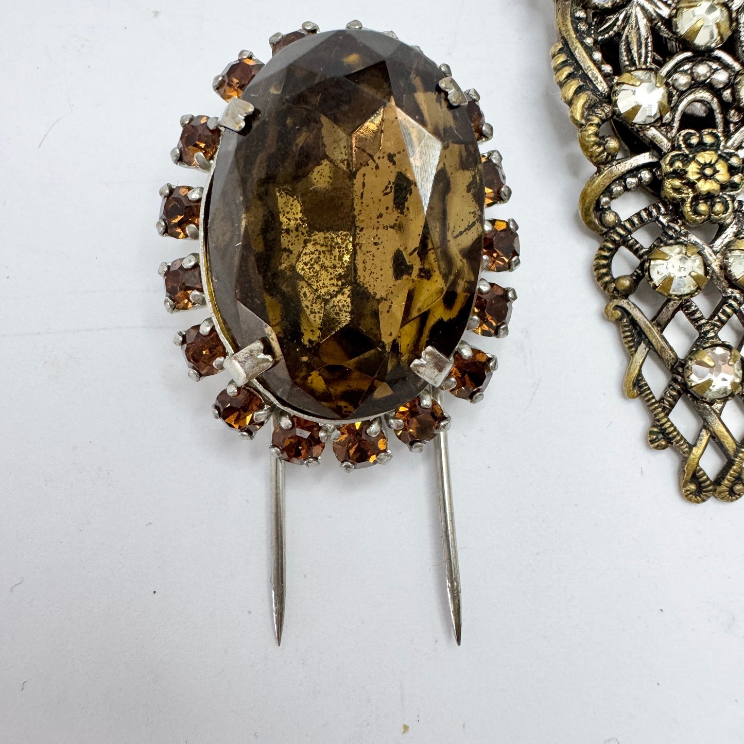 Czechoslovakia, Vintage Costume Jewelry Fur Clip Brooches.