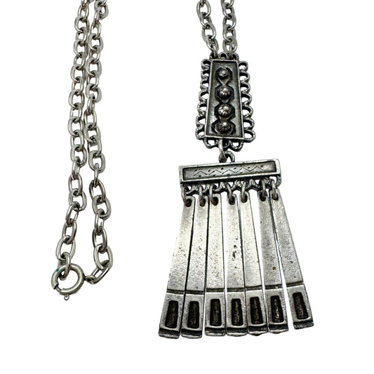 France. Large Vintage DLH Depose Costume Jewelry Pendant Necklace.