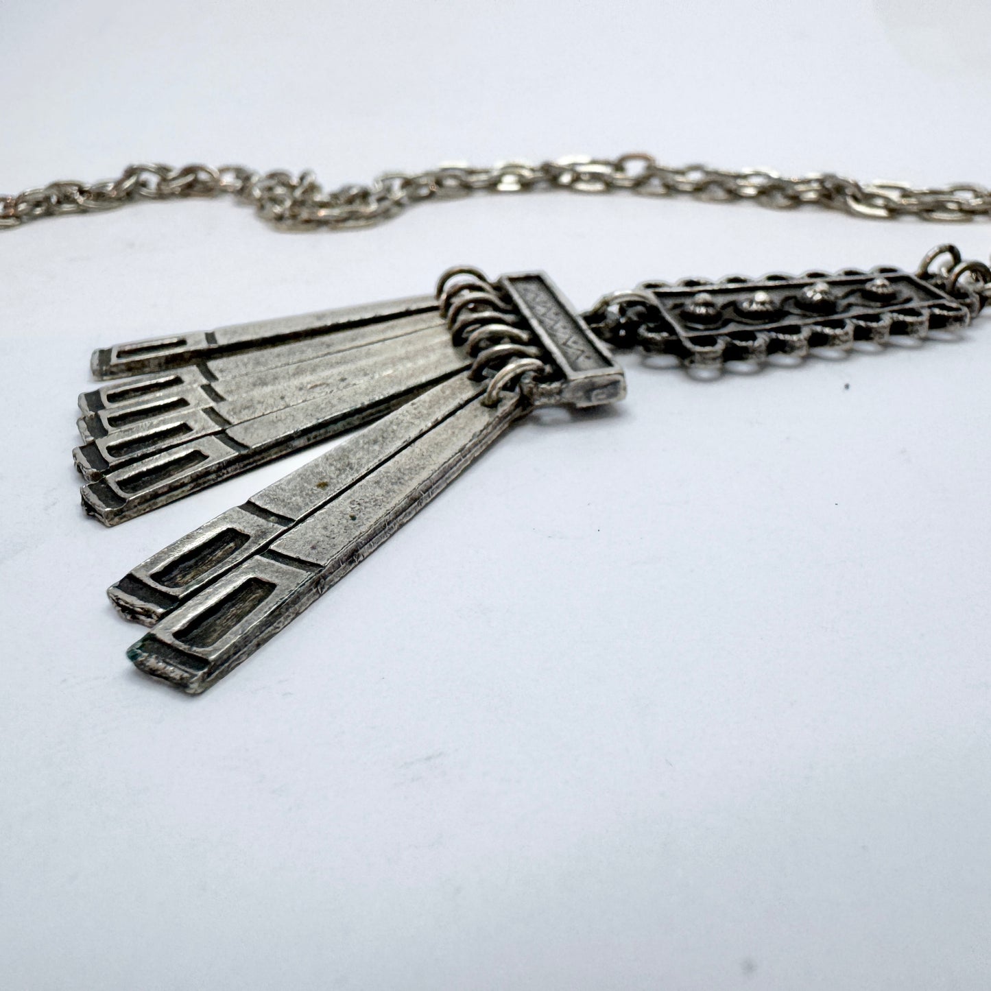 France. Large Vintage DLH Depose Costume Jewelry Pendant Necklace.