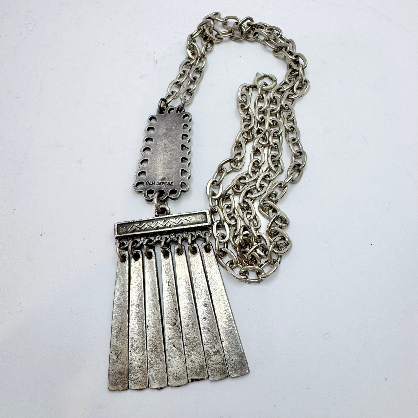 France. Large Vintage DLH Depose Costume Jewelry Pendant Necklace.