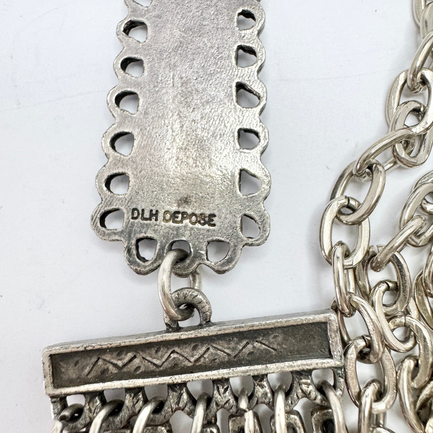 France. Large Vintage DLH Depose Costume Jewelry Pendant Necklace.