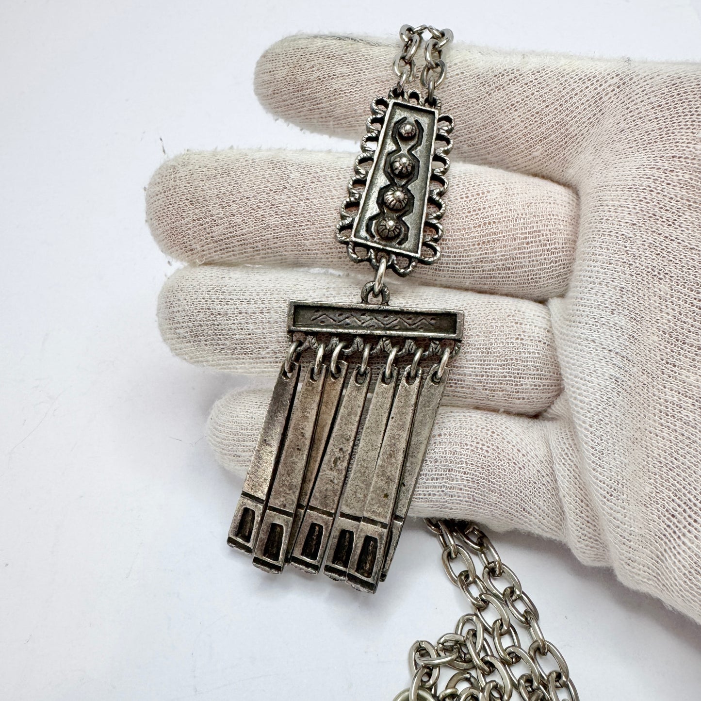 France. Large Vintage DLH Depose Costume Jewelry Pendant Necklace.