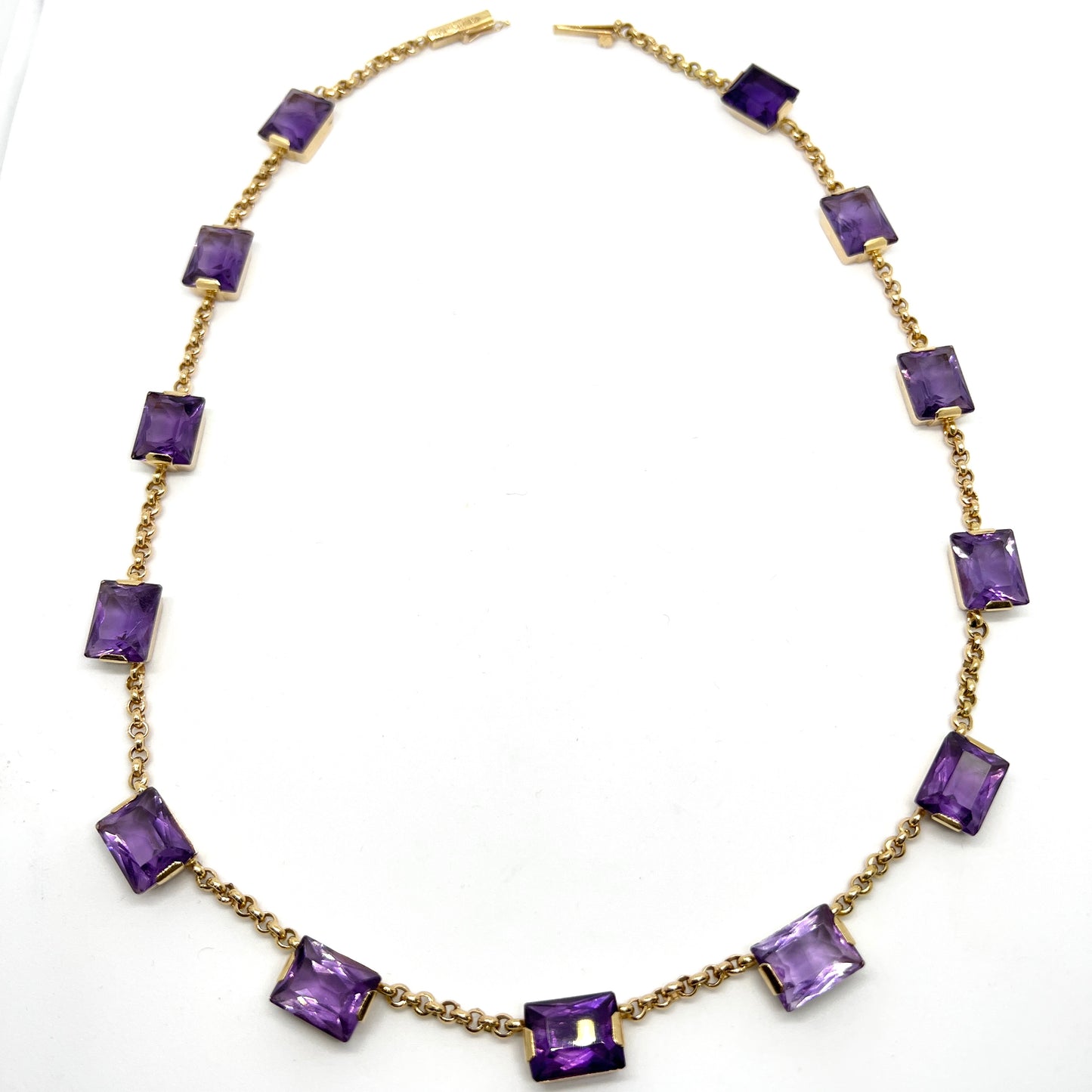 H A Jakobsson, Sweden 1953. Vintage Mid-century 18k Gold Amethyst Necklace.