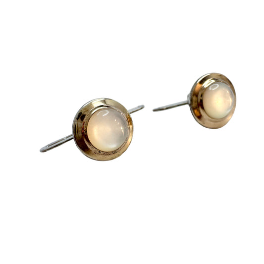 Sweden ca 1940s. Vintage Solid Silver Moonstone Shirt Buttons.