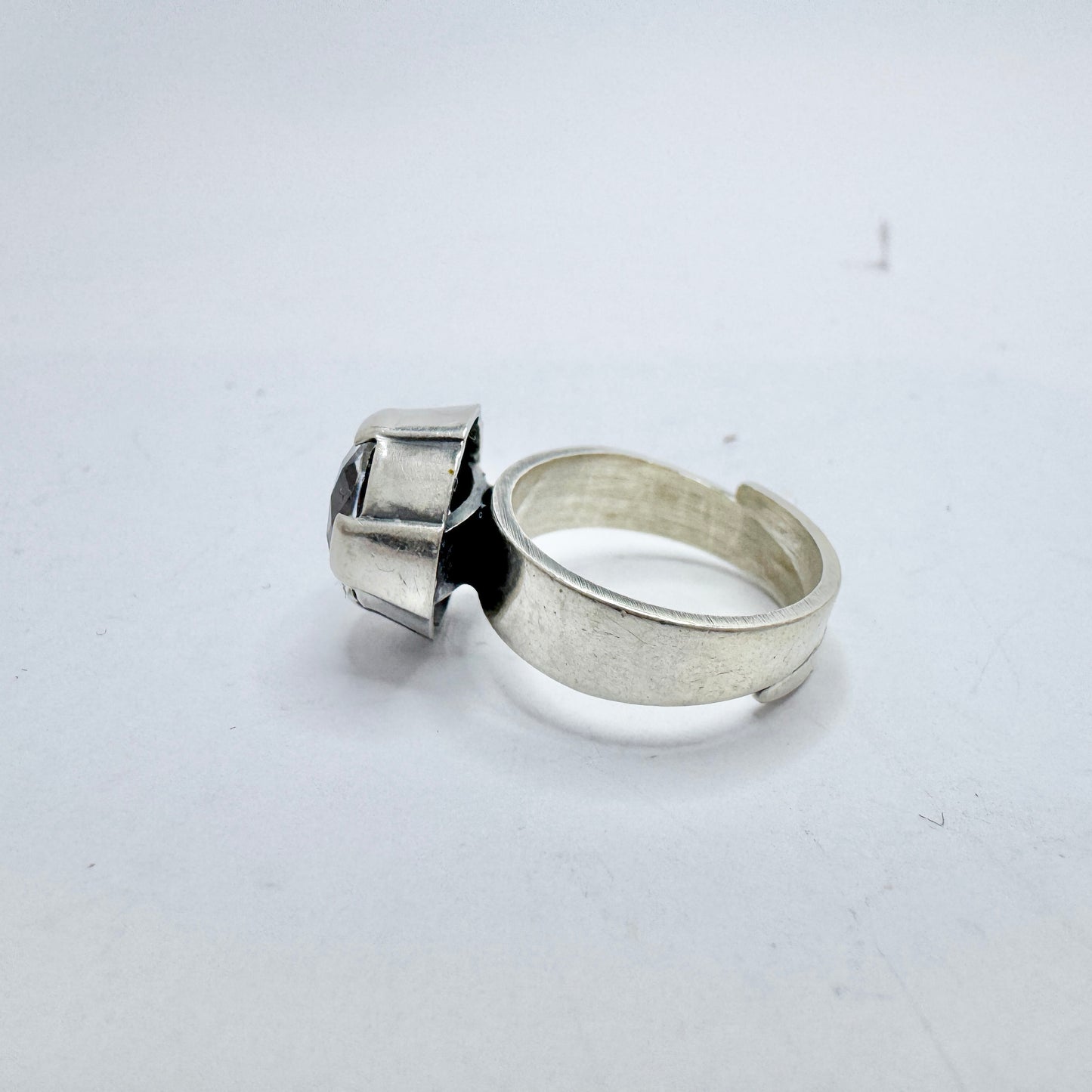 Sten & Laine, Finland 1974. Vintage Sterling Silver Rock Crystal Ring.