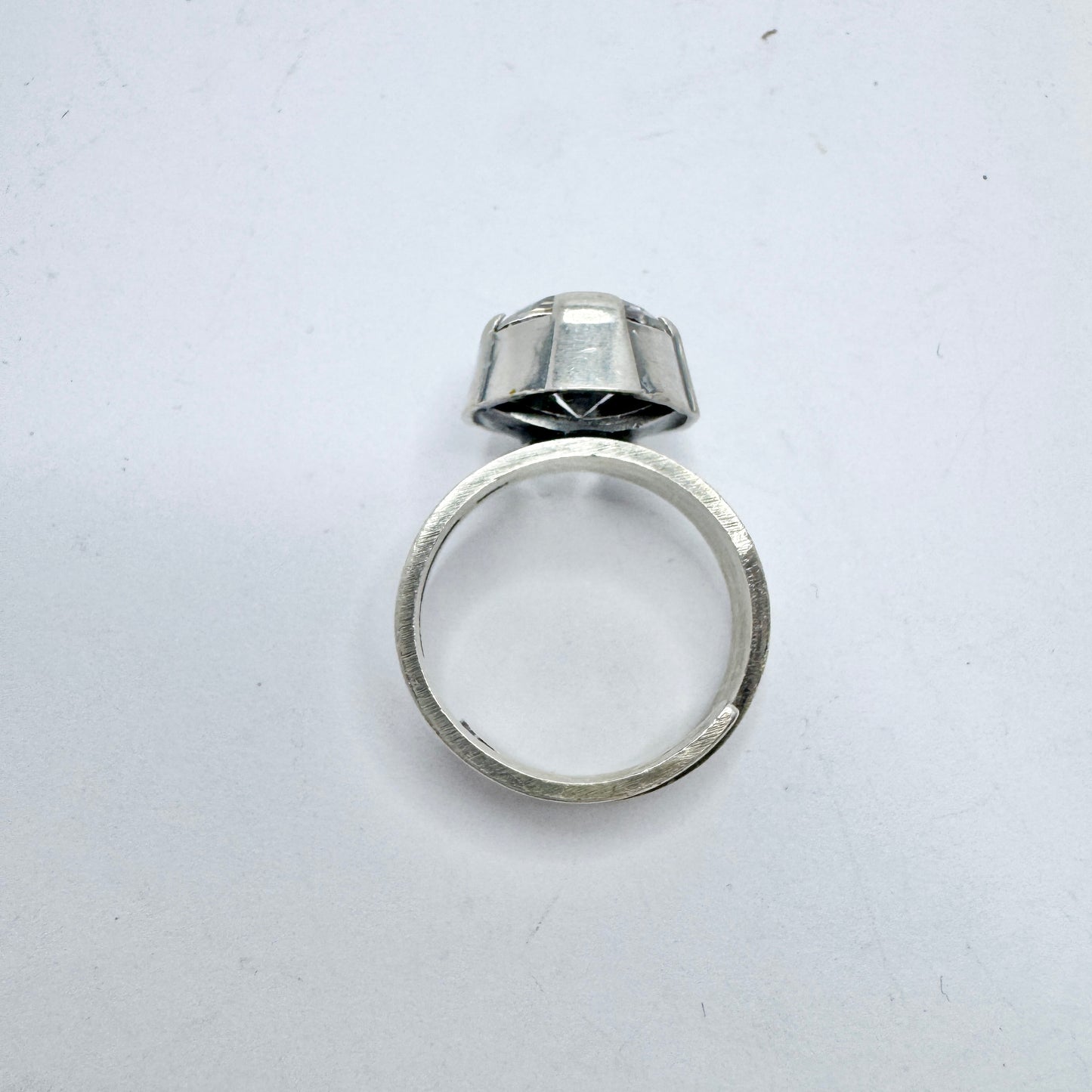 Sten & Laine, Finland 1974. Vintage Sterling Silver Rock Crystal Ring.