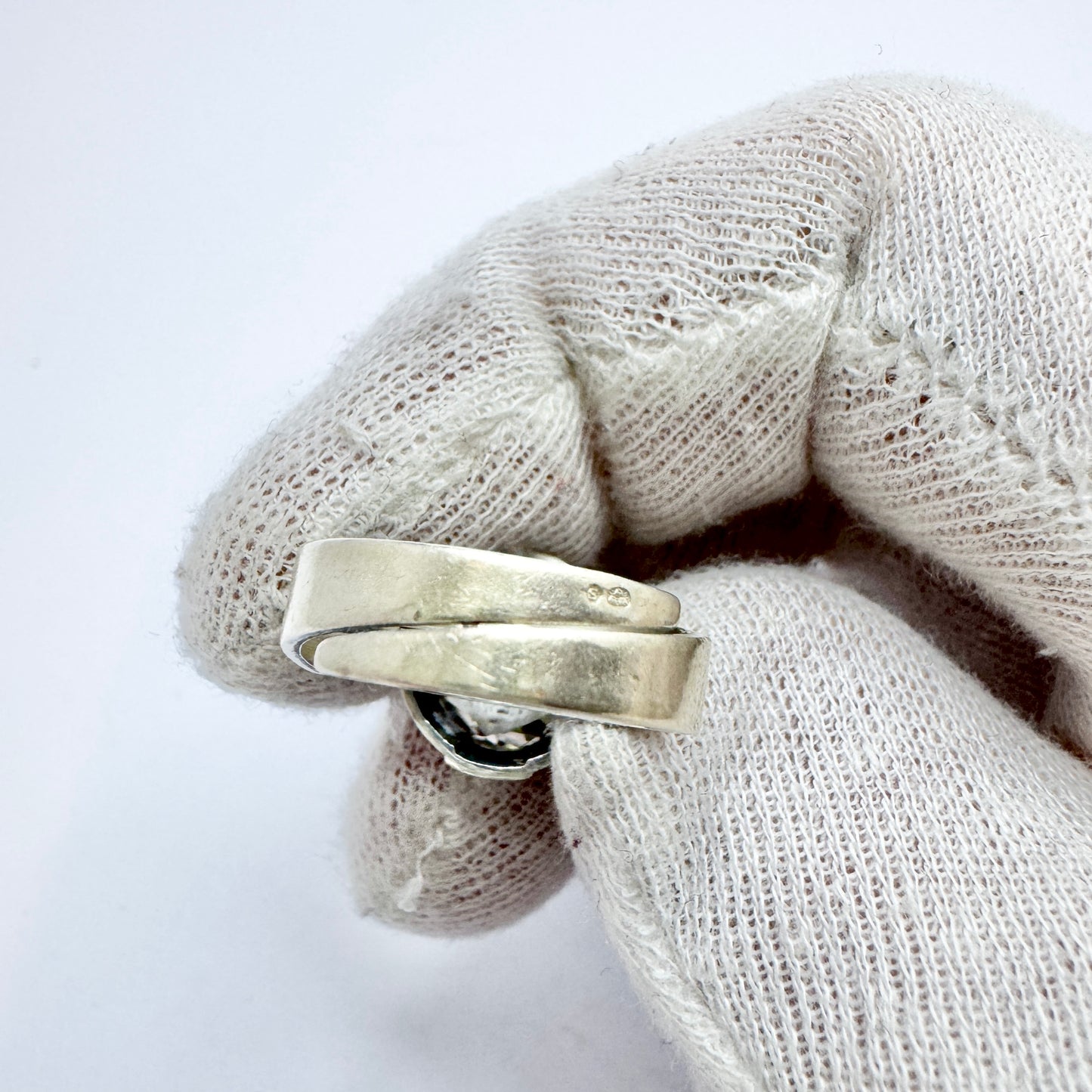 Sten & Laine, Finland 1974. Vintage Sterling Silver Rock Crystal Ring.