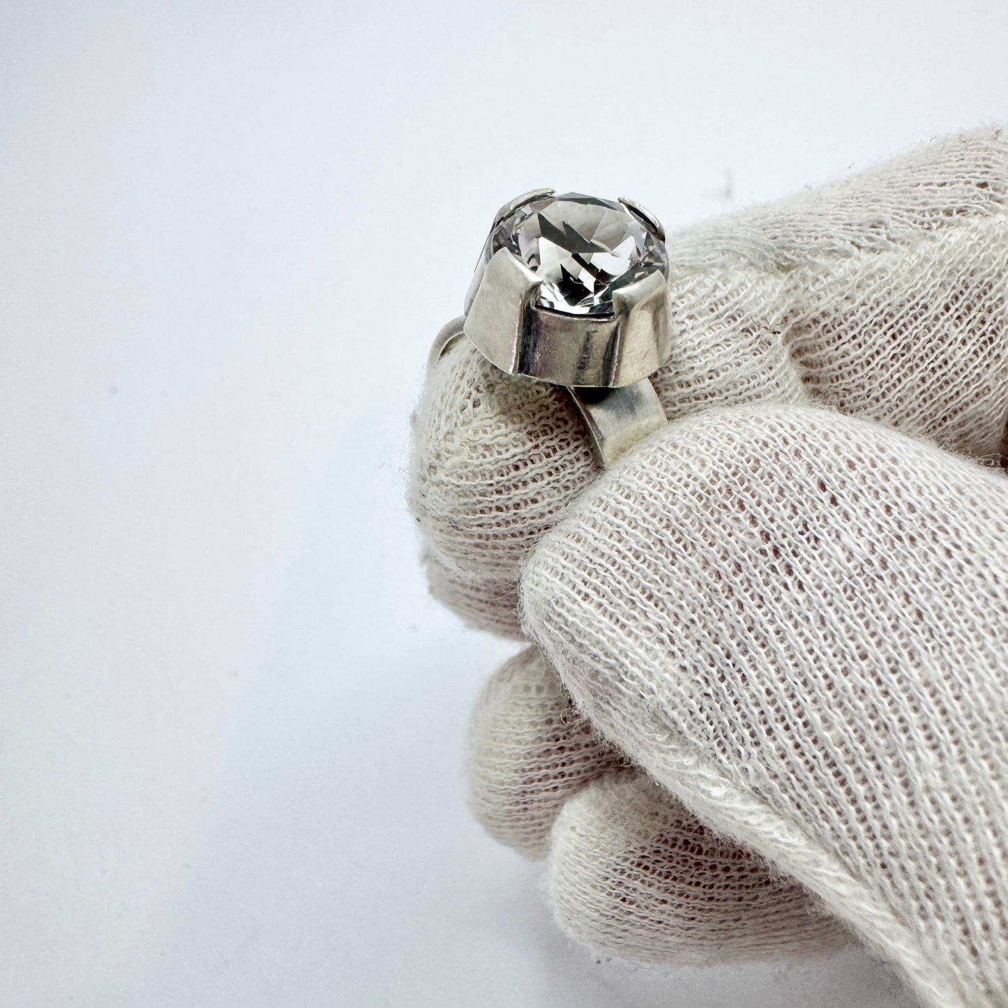 Sten & Laine, Finland 1974. Vintage Sterling Silver Rock Crystal Ring.