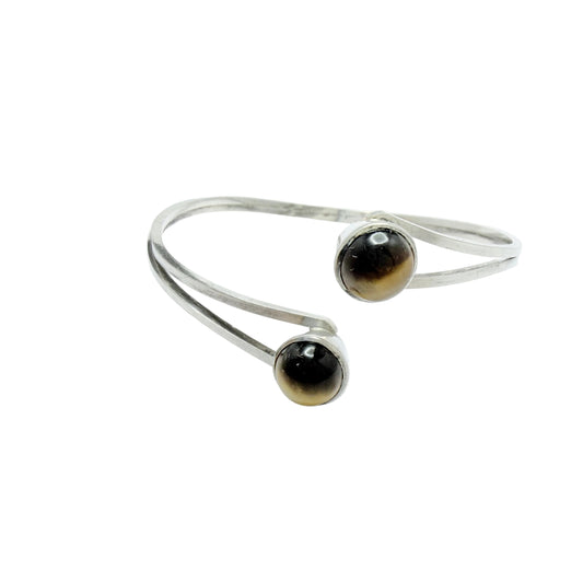Martin Öhman, Sweden 1962. Vintage Sterling Silver Tiger's Eye Arm Cuff Bracelet.